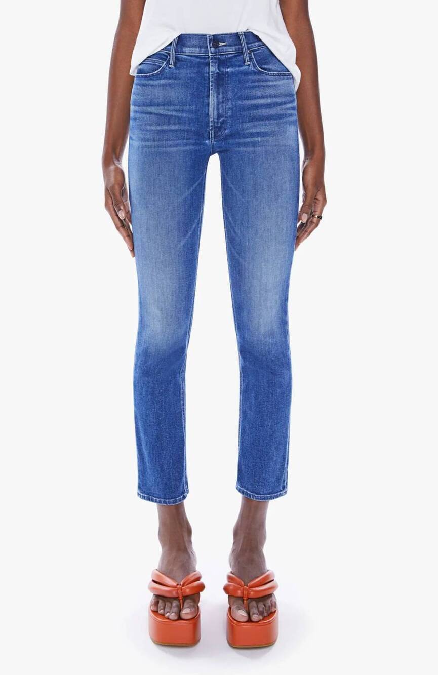 NEW MOTHER mid rise dazzler ankle jeans in wish on